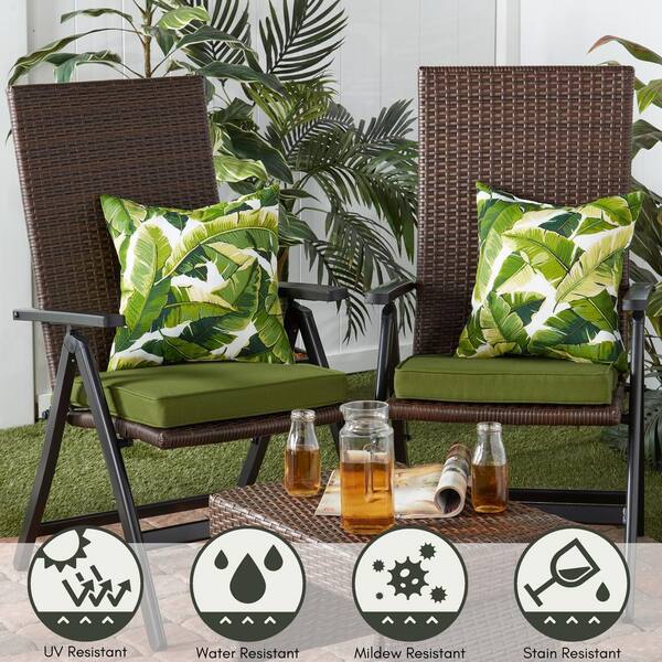 Greendale Home Fashions Wicker Outdoor PE Foldable Reclining Chair with Hunter Green Seat Cushion CH1450 HUNTER