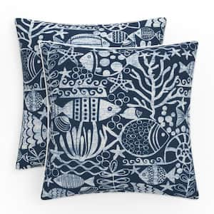 Nautical 16.5 in W x 5 in H Outdoor Accent Throw Pillows 2-Count in Seagate Marine