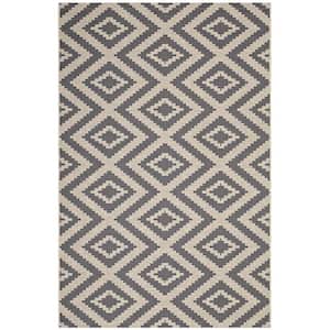 Jagged in Gray and Beige 8 ft. x 10 ft. Geometric Diamond Trellis Indoor and Outdoor Area Rug