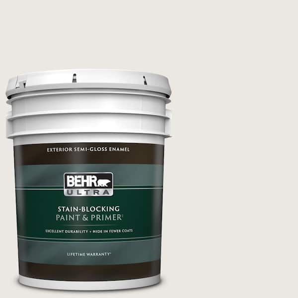 BEHR ULTRA 5 gal. #MQ3-32 Cameo White Semi-Gloss Enamel Exterior Paint & Primer