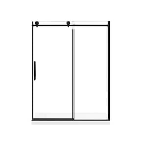 Dylan 60 in. W x 75.98 in. H Sliding Frameless Shower Door in Matte Black Finish with Clear Glass