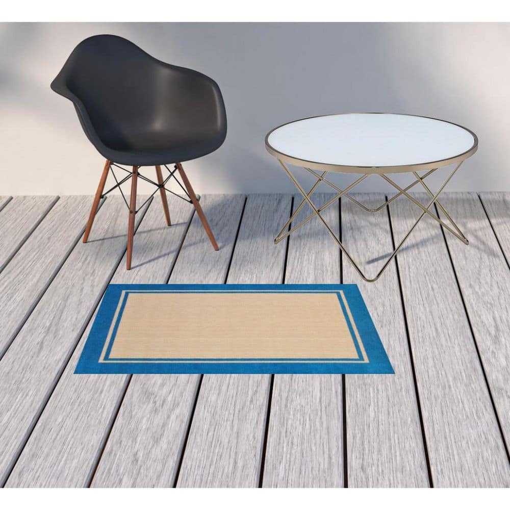 Blue, Beige 2 ft. x 3 ft. Loomed Solid Color Polypropylene Rectangle Indoor/Outdoor Area Rug price history on PriceWatchPro