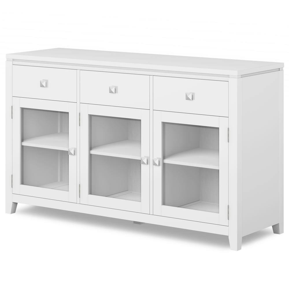 Cosmopolitan White Solid Wood 54" Contemporary Sideboard Buffet