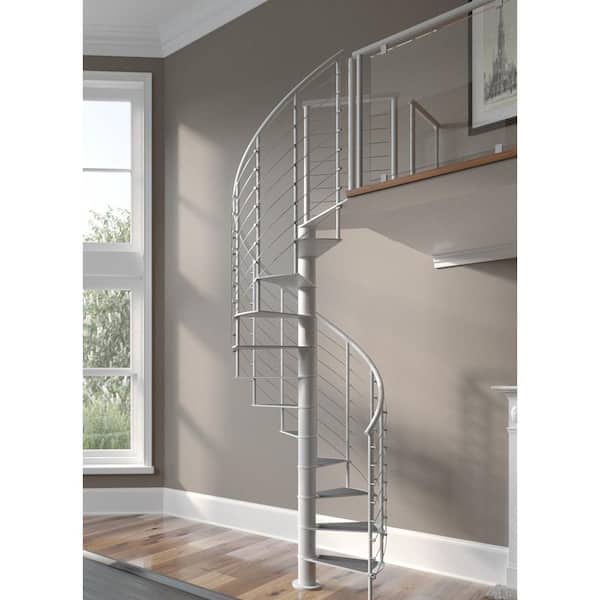 Hayden White Interior 42in Diameter, Fits Height 102in - 114in, 1 36in Tall Platform Rail Spiral Staircase Kit
