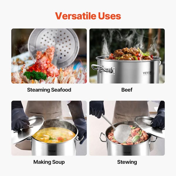 VEVOR Commercial Stockpot 36 qt. Stainless Steel Nonstick in