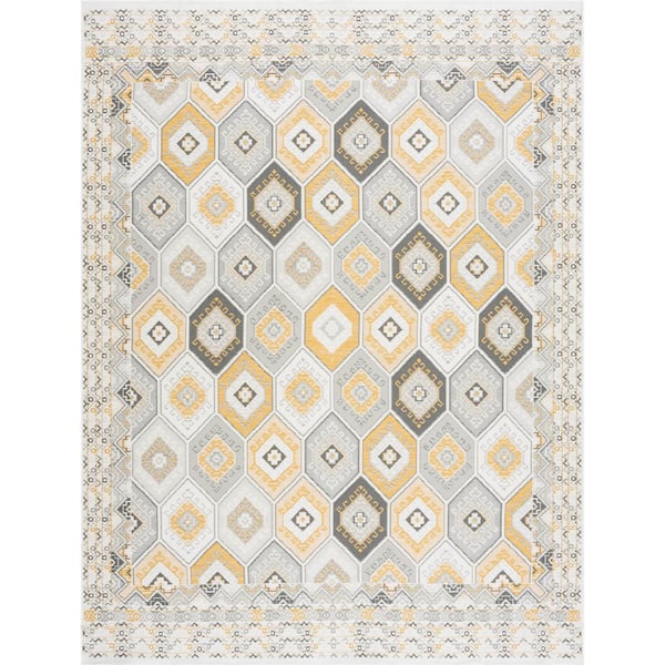 Flora Cream 5 ft. x 7 ft. Geometric Indoor/Outdoor Area Rug