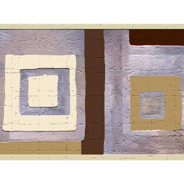 Dundee Deco Falkirk Dandy Beige, Purple, Tawny Square Shapes Geometric Peel and Stick Wallpaper Border