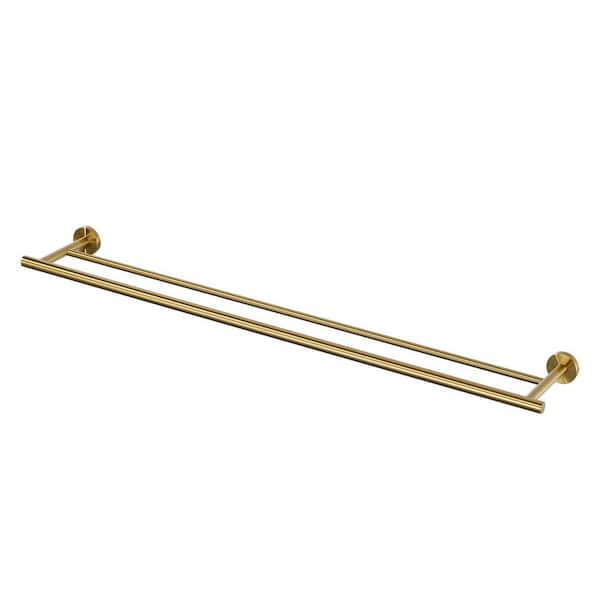 36 in. Stainless Steel Double Towel Bars for Bathroom, Wall Mount Towel Holder in Gold