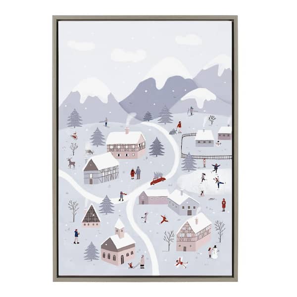 Kate and Laurel Sylvie Winter Wonderland by Maja Tomljanovic Framed Canvas Landscape Art Print 33 in. x 23 in.