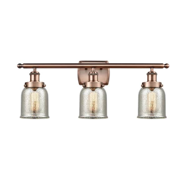 Bell 26 in. 3-Light Antique Copper Vanity Light with Glass Shade