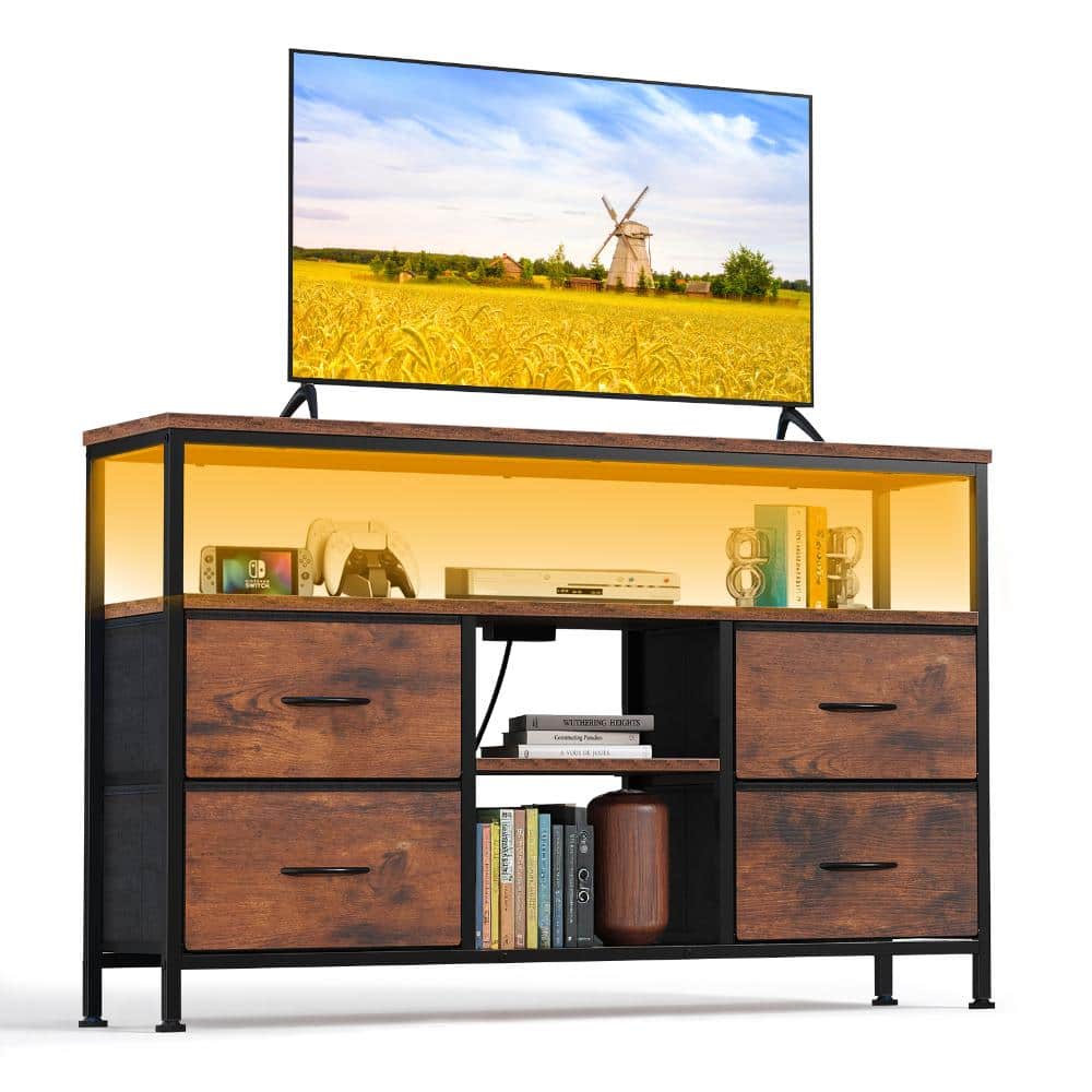Chic Rust Brown TV Stand with LED Lights, Storage Shelves & Drawers Fits TVs up to 28 to 48 in. for Living Room price history on PriceWatchPro