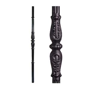 Satin Black 18.1.1 Large Decorative Ornamental Hollow Hollow 1.2 in. x 48 in. Iron Newel Support Post for Stair Remodel