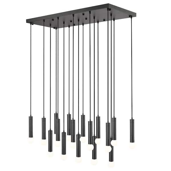 Stari 17 light Matte Black Chandelier for Indoor Use with No Bulbs Included