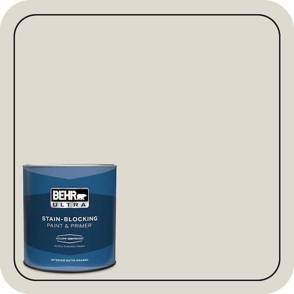 BEHR ULTRA 1 qt. #790C-2 Silver Drop Extra Durable Satin Enamel Interior Paint & Primer
