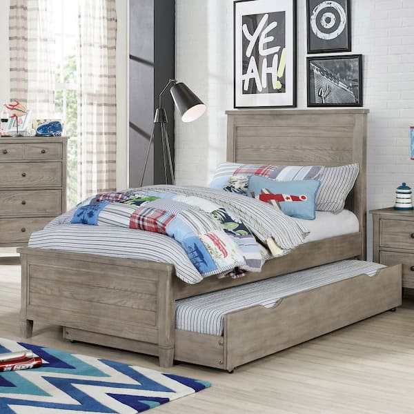 Furniture of America Ramponi Gray Wood Frame Full Panel Bed with Trundle