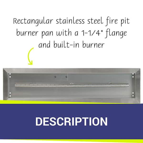 60 x 16 Linear Rectangle Flat Stainless Steel Fire Pit Kit