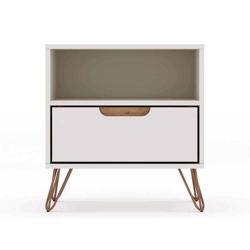 Set of 2 Gray Wood Nightstands with Hairpin Legs