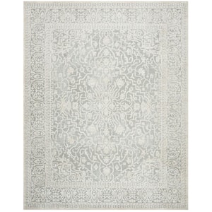 Reflection Light Gray/Cream 10 ft. x 14 ft. Floral Border Area Rug