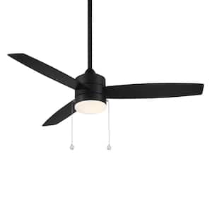 Atlantis 52 in. Integrated LED Indoor and Outdoor 3-Blade Pull Chain Ceiling Fan Matte Black with 3000K Integrated LED