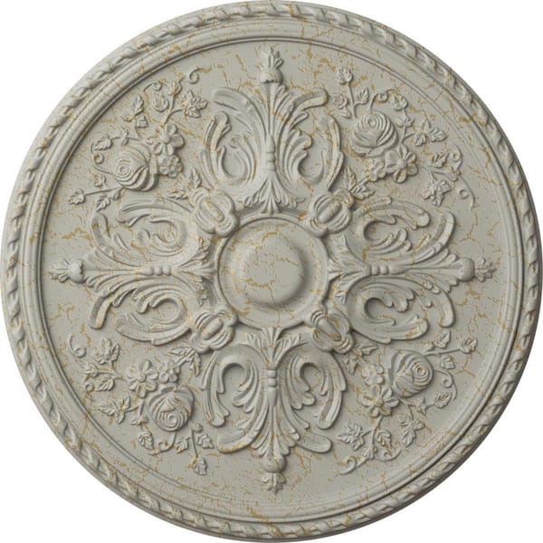 Ekena Millwork 2 in. x 32-5/8 in. x 32-5/8 in. Polyurethane Bradford Ceiling Moulding, Pot of Cream Crackle