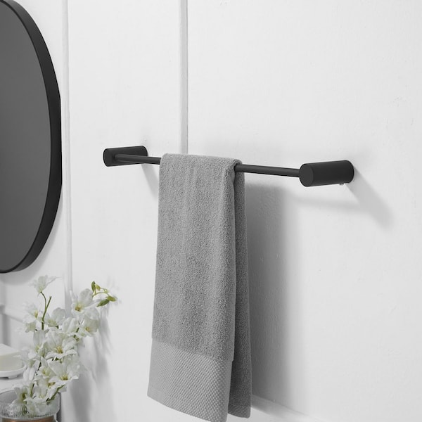 24 in. Modern Wall Mounted Single Bathroom Towel Bar Holder Rack Bath Accessories Hanger in Matte Black