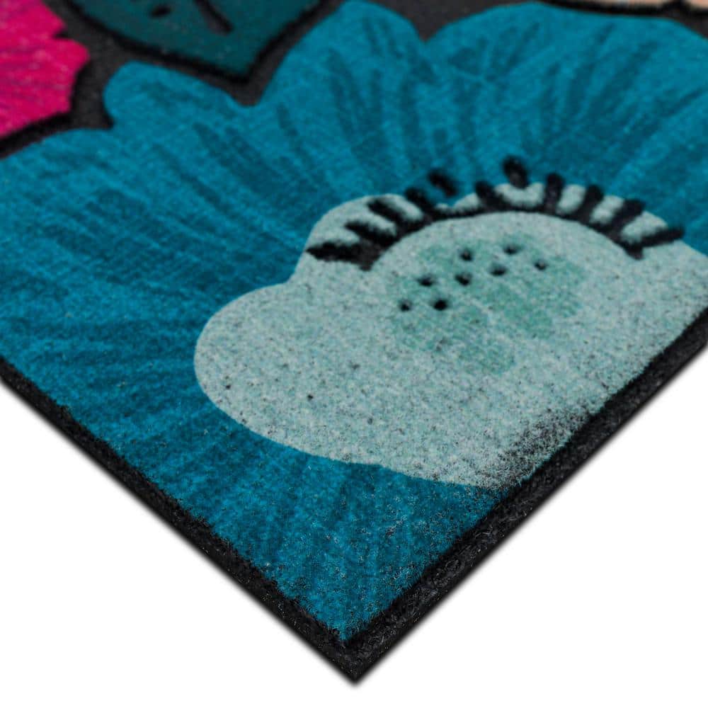 Blooms Around Multicolor Floral Outdoor Rubber Door Mat
