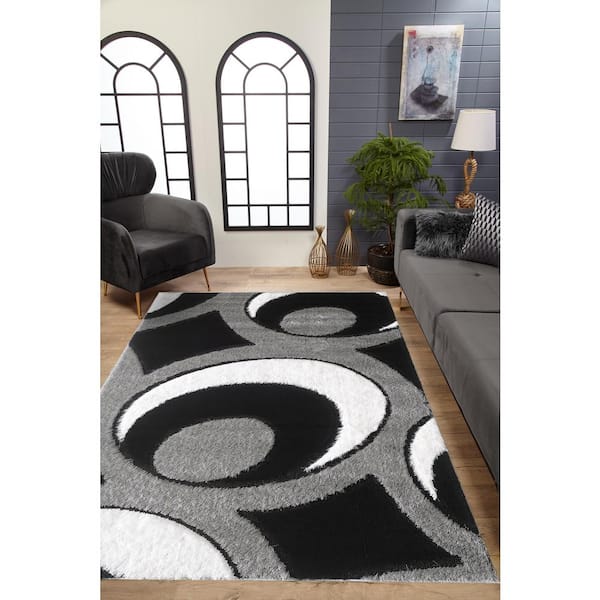 Area Rug - Gray/Black 7'9” x 9'5” & Rug Pad - furniture - by owner