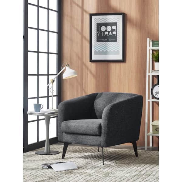 HomeRoots Valerie 30 in. Dark Gray Polyester Arm Chair