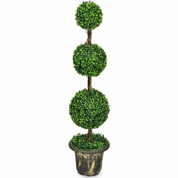 4 ft. Artificial Triple Ball Topiary Tree Greenery Plant Home Office Decor
