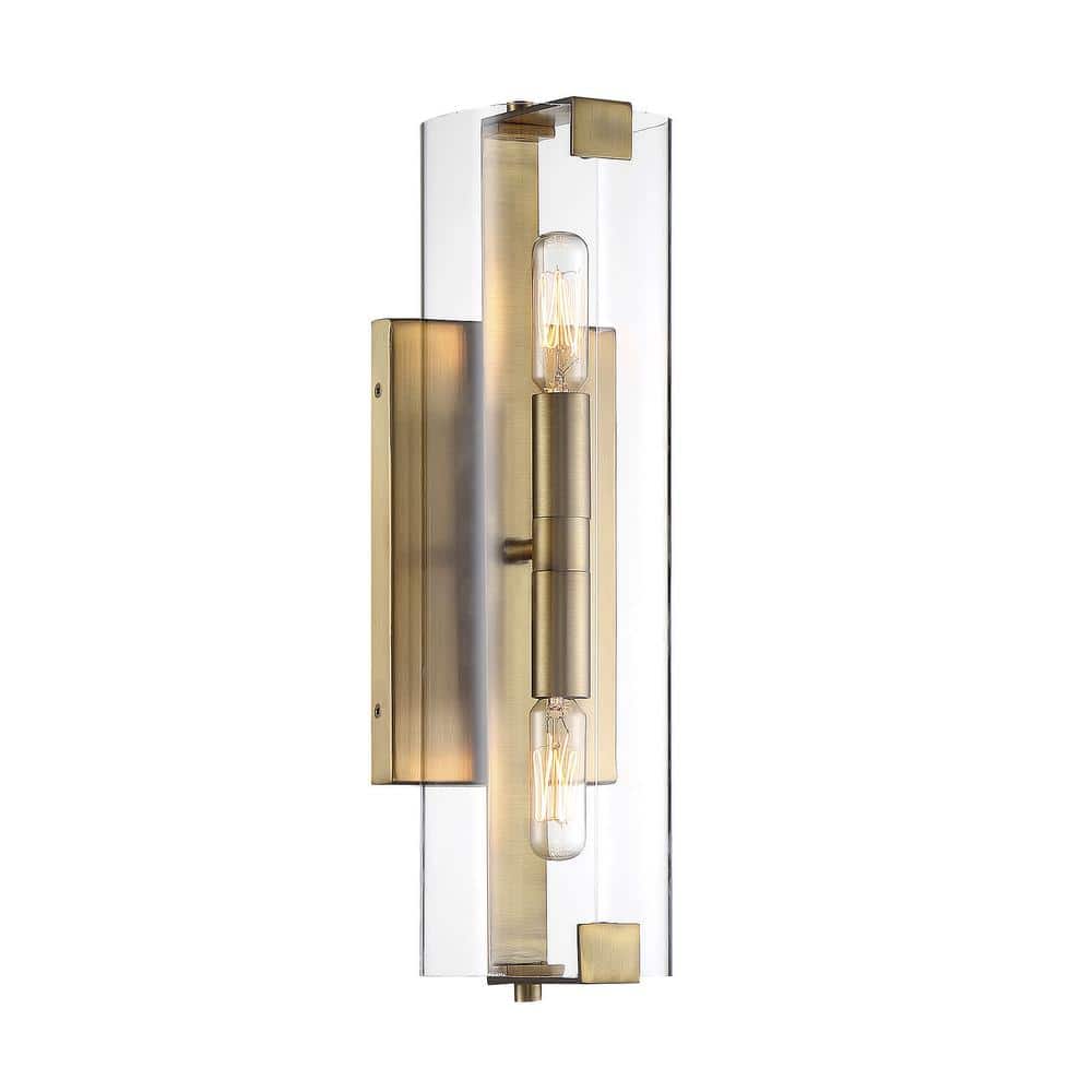 Winfield Dimmable Brass & Black Wall Sconce with Clear Glass