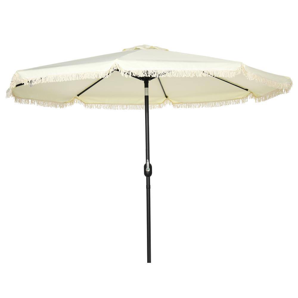 9 ft. Patio Umbrella with Push Button Tilt and Crank, Ruffled Outdoor Market Table Umbrella in Cream White price history on PriceWatchPro