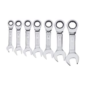 Stubby Ratcheting Metric Combination Wrench Set (7-Piece)