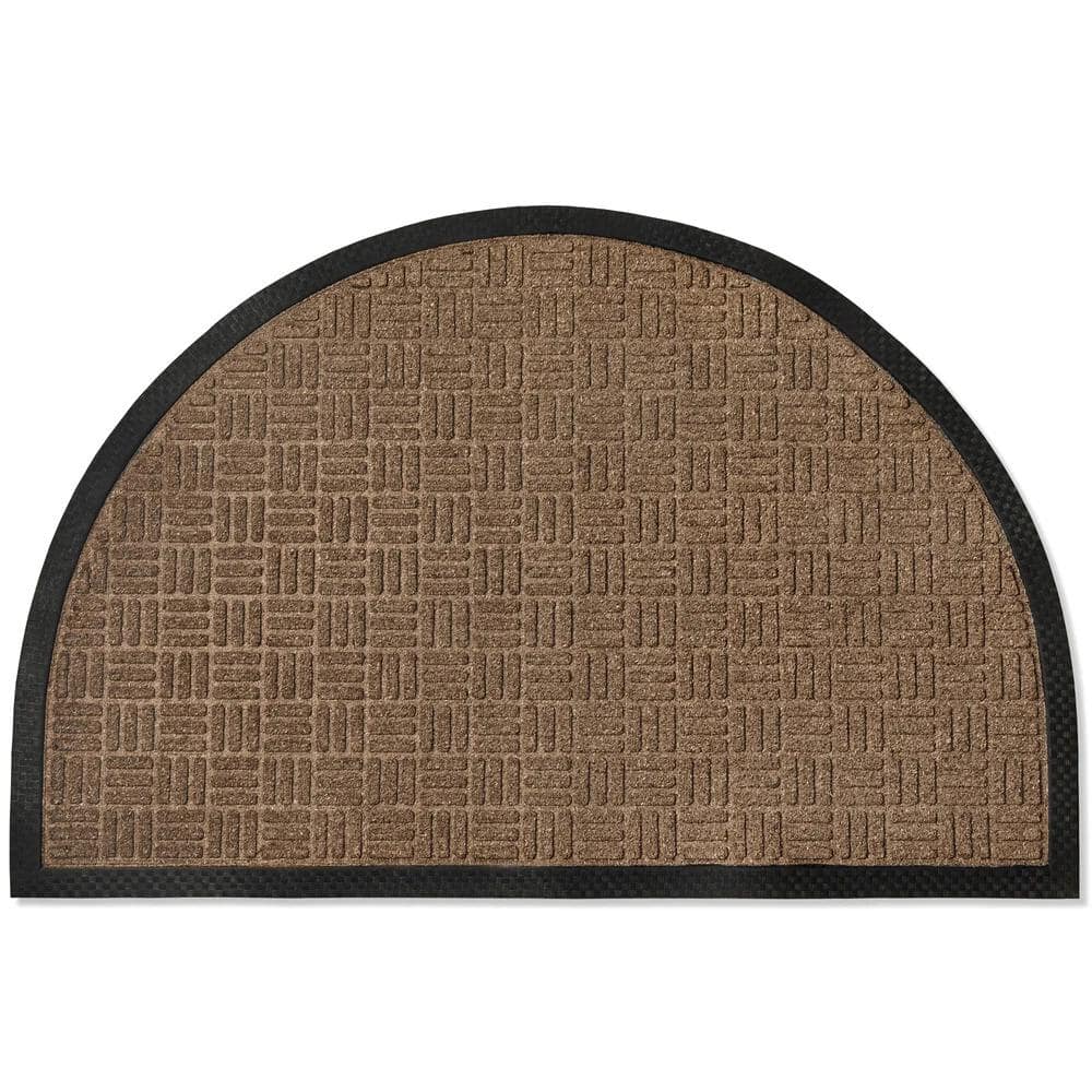 Indoor Outdoor Doormat Brown 24 in. x 36 in. Checker Half Round Floor Mat price history on PriceWatchPro