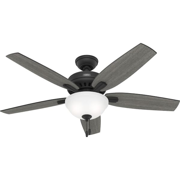 Newsome 52 in. Indoor Flat Matte Black Ceiling Fan with Light Kit Included
