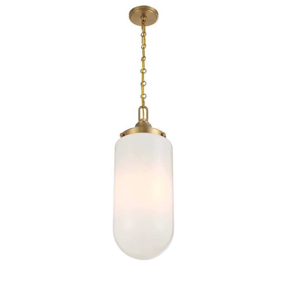 Warm Brass 3-Light Pendant with Strie Glass Shade