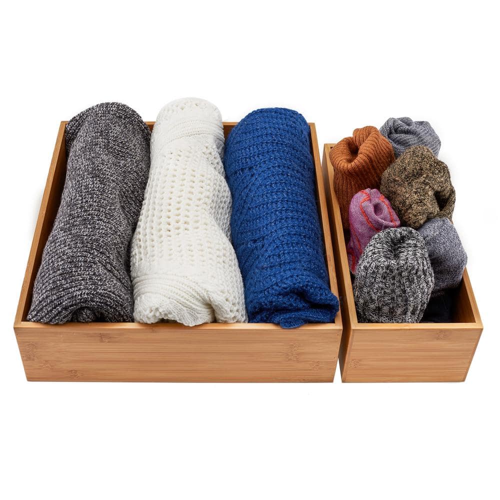 Natural Bamboo Multi-Size Storage Organizer Box Set