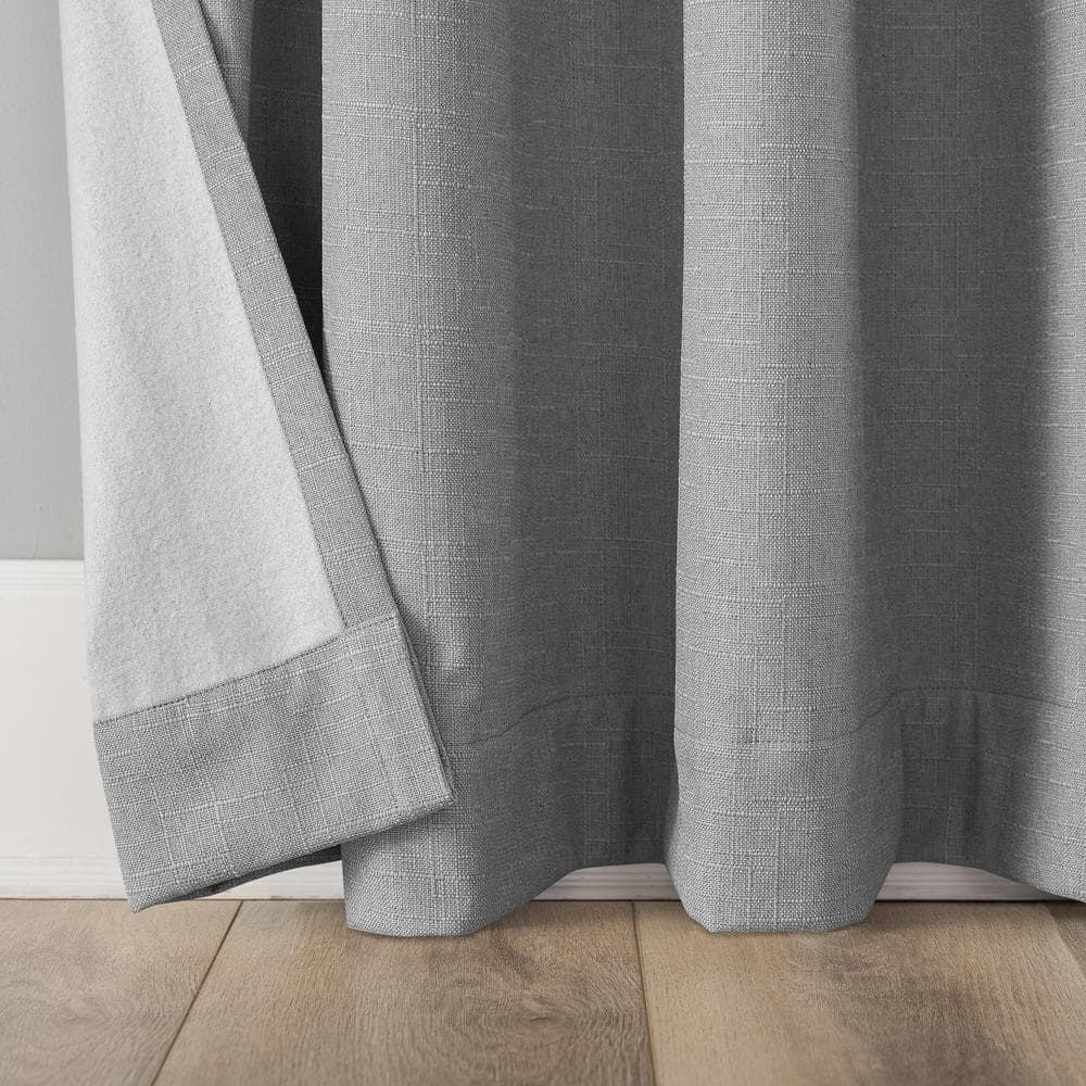 Sterling Gray Polyester Blackout Grommet Curtain Panel