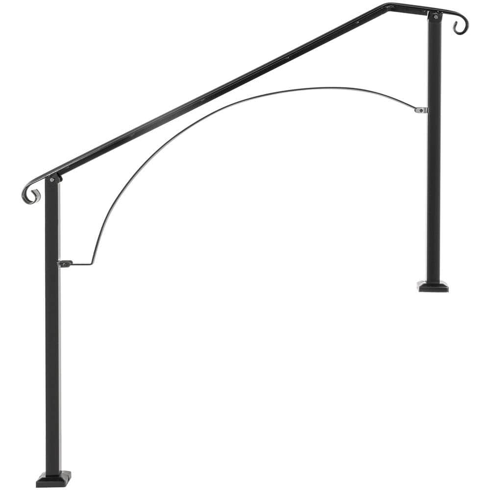 Adjustable Porch Railing, 38.5 in. H x 43.8 in. W, Black Handrail, 3-4 Steps Wrought Iron Handrail, Stair Railing Kit price history on PriceWatchPro