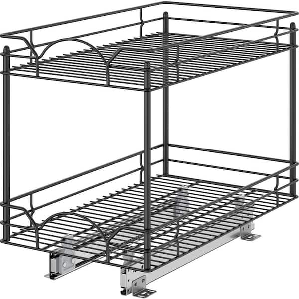 HOMLUX 16.4 in. H x 14 in. W x 21 in. D Black Metal Pull-Out Organizer