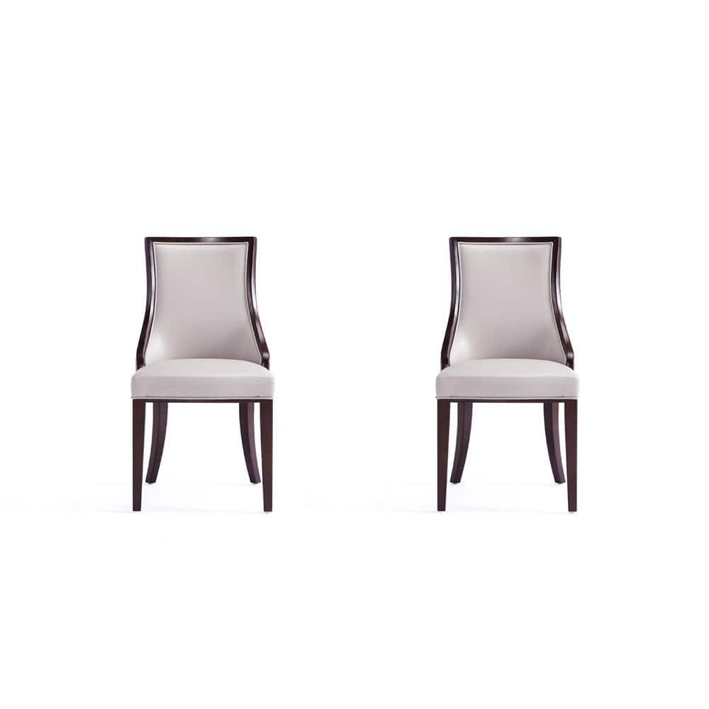Elegant Light Gray Faux Leather Upholstered Side Chair with Wood Frame