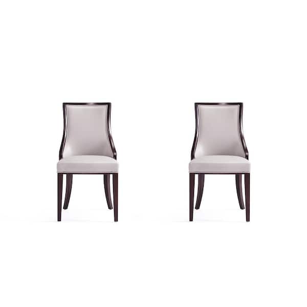 Manhattan Comfort Grand Light Grey Faux Leather Dining Side Chair (Set of 2)
