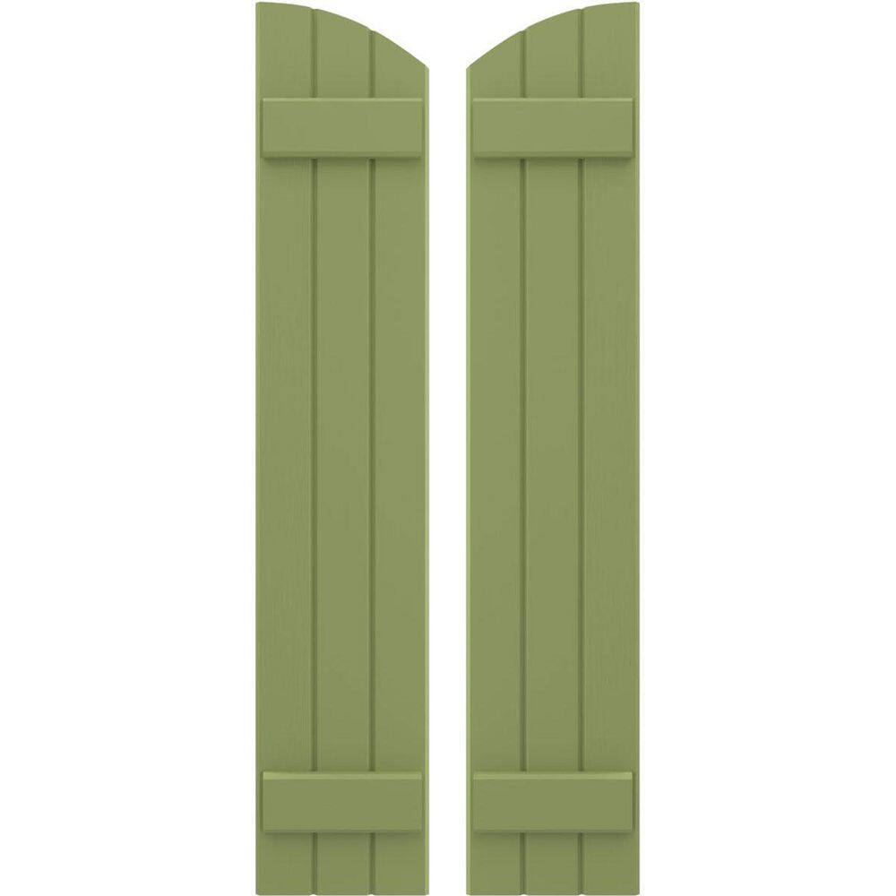 10-1/2 in. W x 54 in. H Americraft Exterior Real Wood Joined Board and Batten Shutters Elliptical Top Moss Green price history on PriceWatchPro