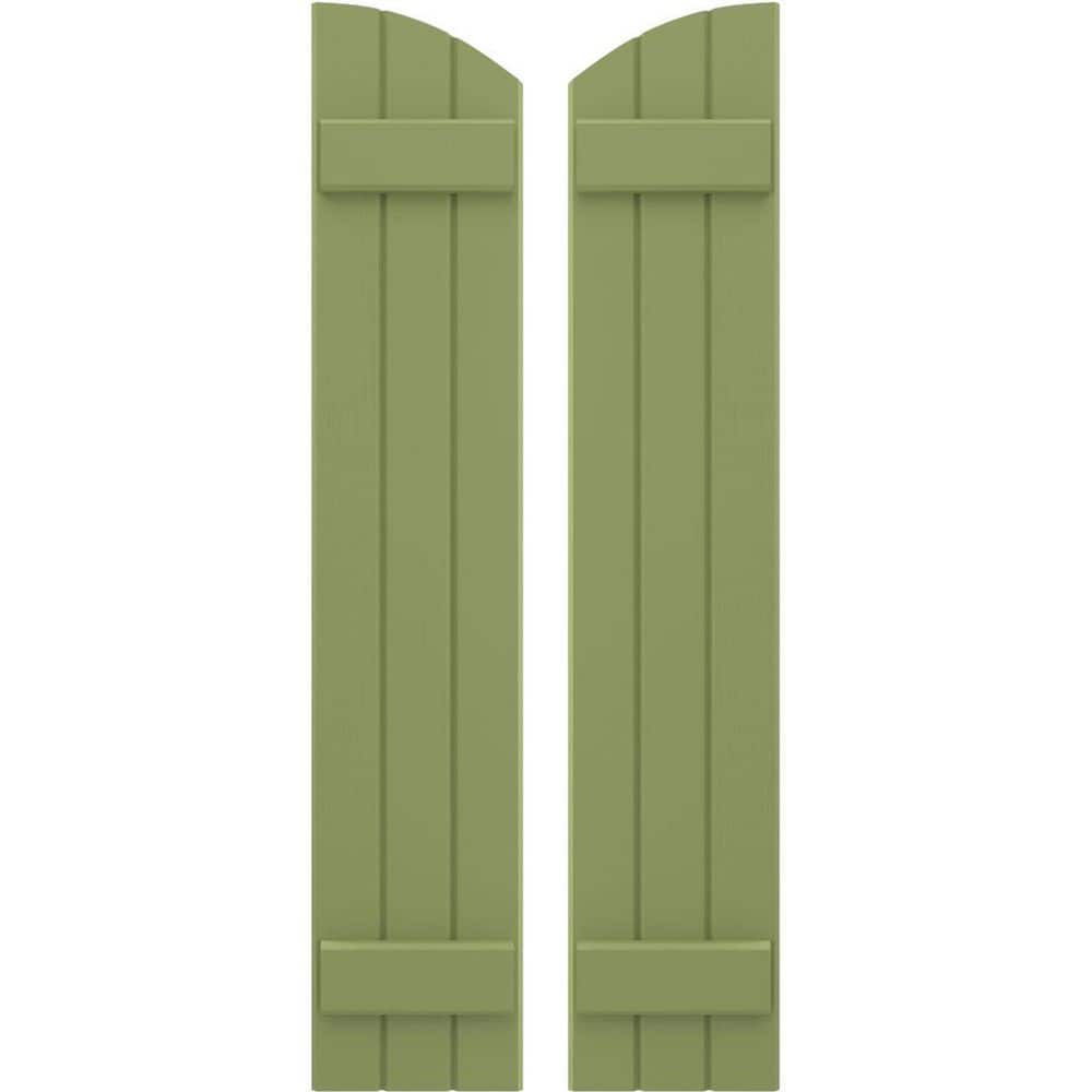 10-1/2 in. W x 77 in. H Americraft Exterior Real Wood Joined Board and Batten Shutters with Elliptical Top Moss Green price history on PriceWatchPro
