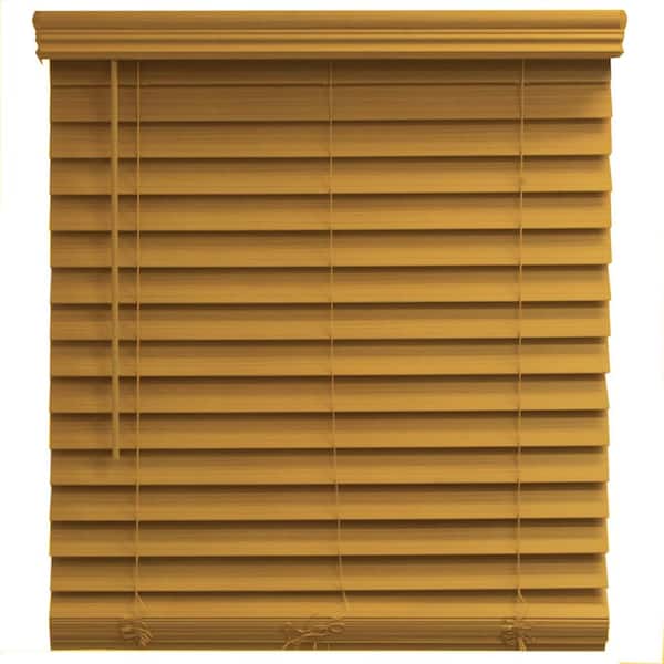 Home Decorators Collection Chestnut Cordless Premium Faux Wood Blind with 2.5 in. Slats - 54.75 in. W x 48 in. L (Actual 54.25 in. W x 48 in. L)