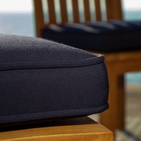 Cotton Duck Navy Blue Extra-Thick Chair Pad - Welted