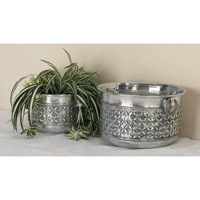 Silver Metal Plant Pots Planters The Home Depot