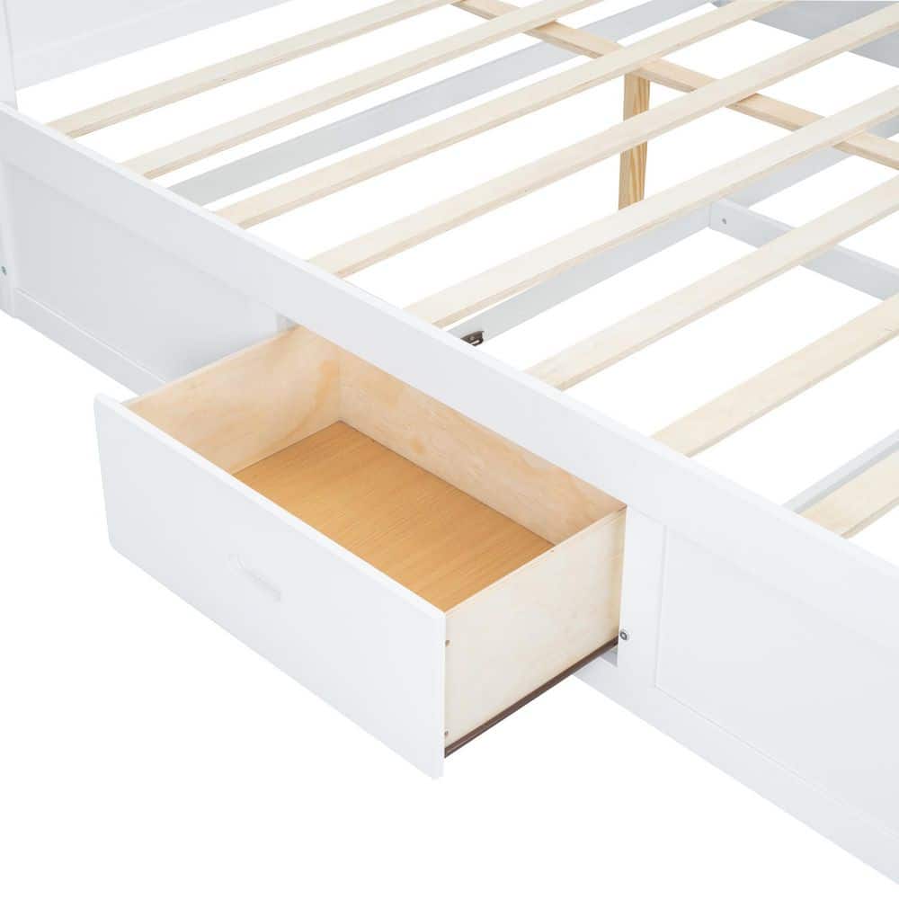 Wood Frame King Size Platform Bed with Multi-Storage Headboard, USB and Drawers - thumbnail 5