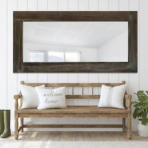 31 in. W x 71 in. H Farmhouse Large Distressed Leaning Rectangle Full Length Mirror in Antique Brown Framed