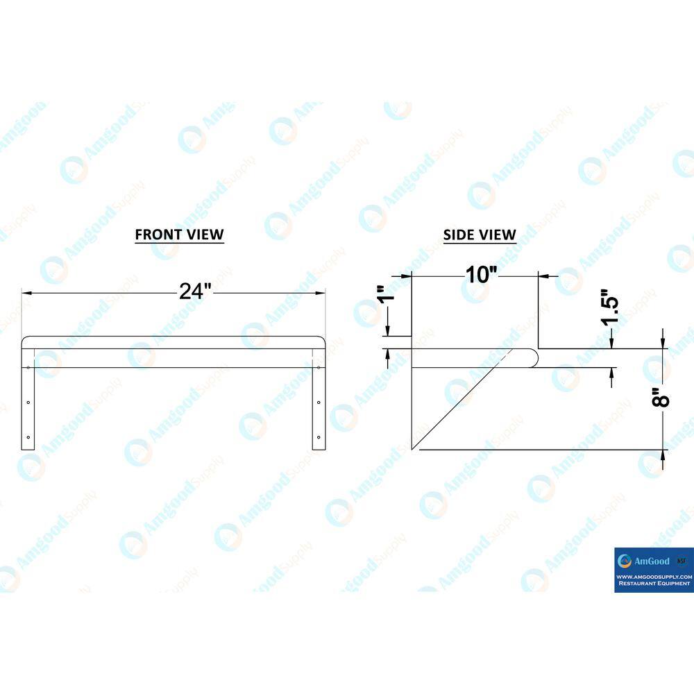 24" Long Stainless Steel Wall Shelf with Brackets