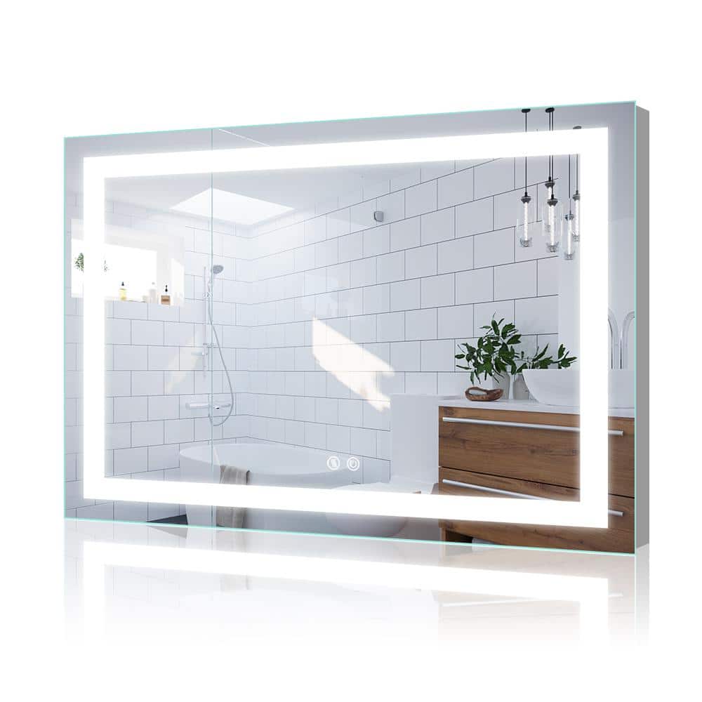 LED 48 in. W x 36 in. H Rectangular Frameless Anti-Fog Wall Bathroom Vanity